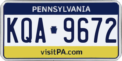 PA license plate KQA9672