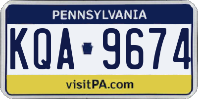 PA license plate KQA9674
