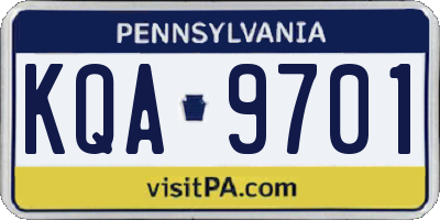 PA license plate KQA9701