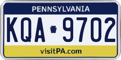 PA license plate KQA9702