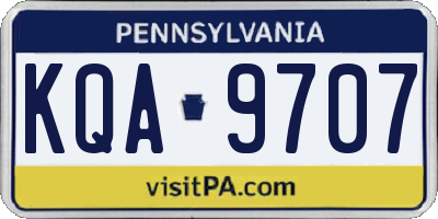 PA license plate KQA9707