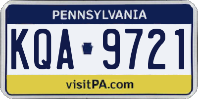 PA license plate KQA9721