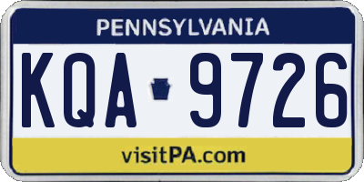 PA license plate KQA9726