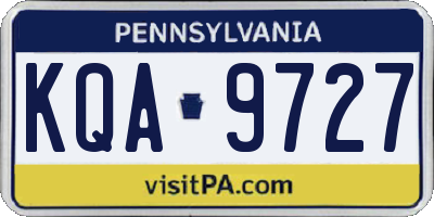 PA license plate KQA9727