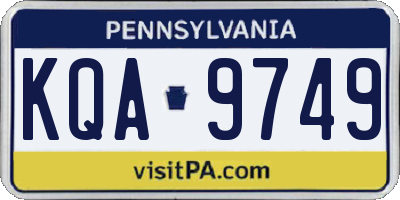 PA license plate KQA9749