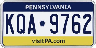 PA license plate KQA9762