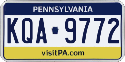 PA license plate KQA9772