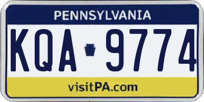 PA license plate KQA9774
