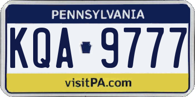 PA license plate KQA9777