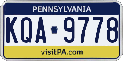 PA license plate KQA9778