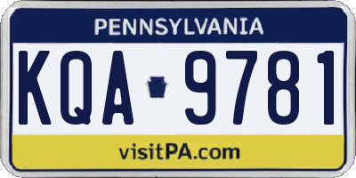 PA license plate KQA9781
