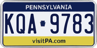 PA license plate KQA9783