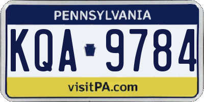 PA license plate KQA9784