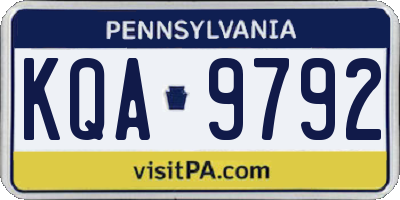 PA license plate KQA9792