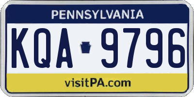 PA license plate KQA9796