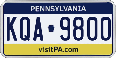 PA license plate KQA9800