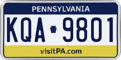 PA license plate KQA9801