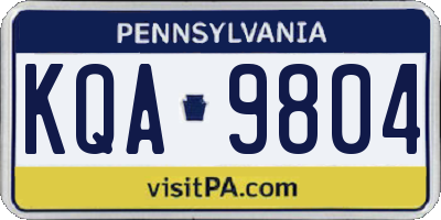 PA license plate KQA9804