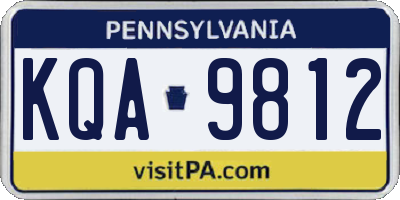 PA license plate KQA9812