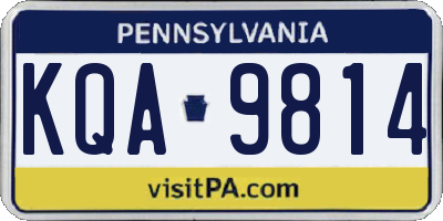 PA license plate KQA9814