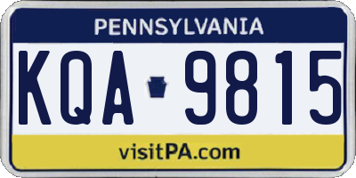 PA license plate KQA9815