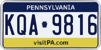PA license plate KQA9816