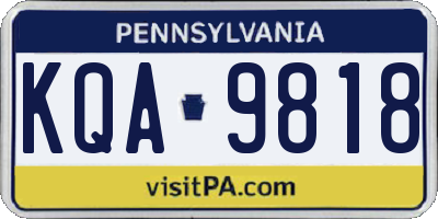 PA license plate KQA9818
