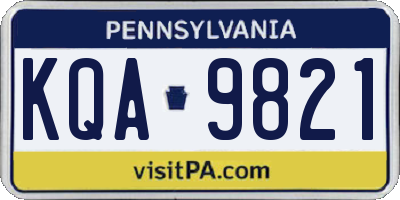PA license plate KQA9821