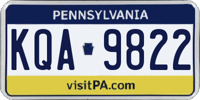 PA license plate KQA9822
