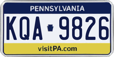 PA license plate KQA9826