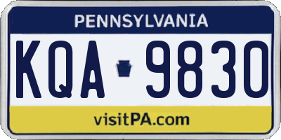 PA license plate KQA9830