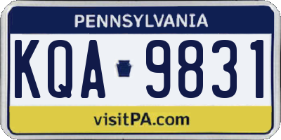 PA license plate KQA9831