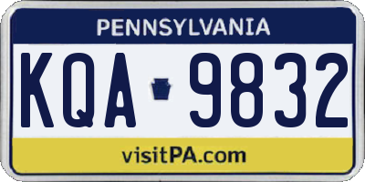 PA license plate KQA9832