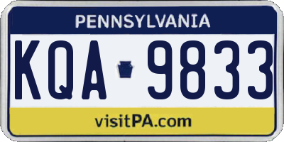 PA license plate KQA9833