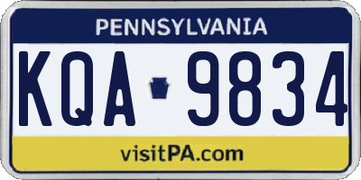 PA license plate KQA9834