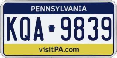 PA license plate KQA9839