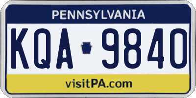 PA license plate KQA9840