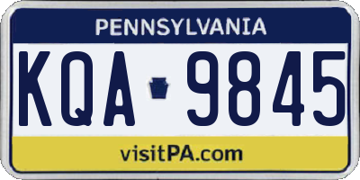 PA license plate KQA9845