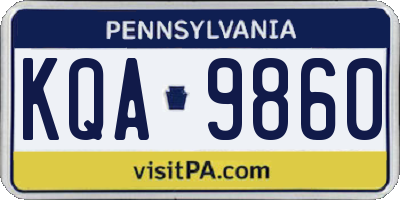 PA license plate KQA9860