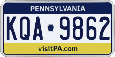 PA license plate KQA9862