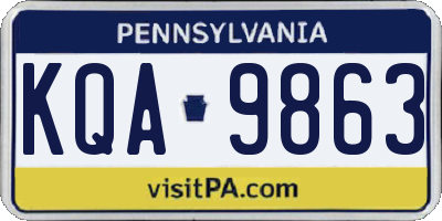 PA license plate KQA9863
