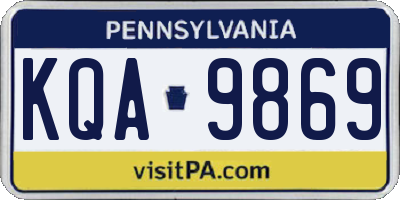 PA license plate KQA9869