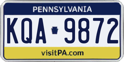 PA license plate KQA9872