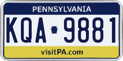 PA license plate KQA9881