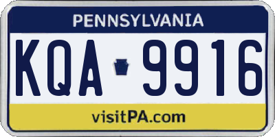 PA license plate KQA9916