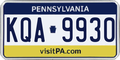 PA license plate KQA9930