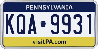 PA license plate KQA9931