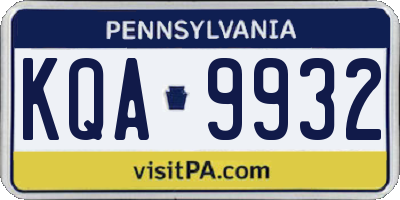 PA license plate KQA9932