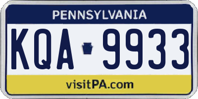 PA license plate KQA9933