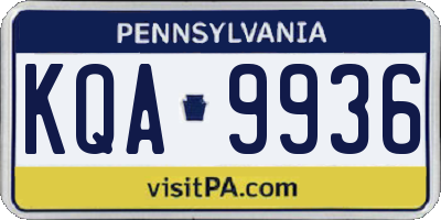PA license plate KQA9936